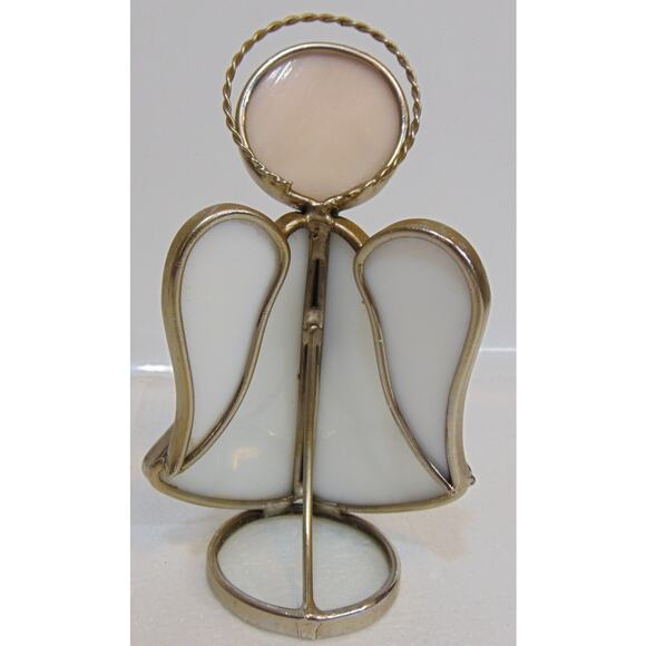 Stained Glass Angel Choir Robe Wings 6" Paperweight White Gold tone Hymnal VTG - Picture 6 of 9